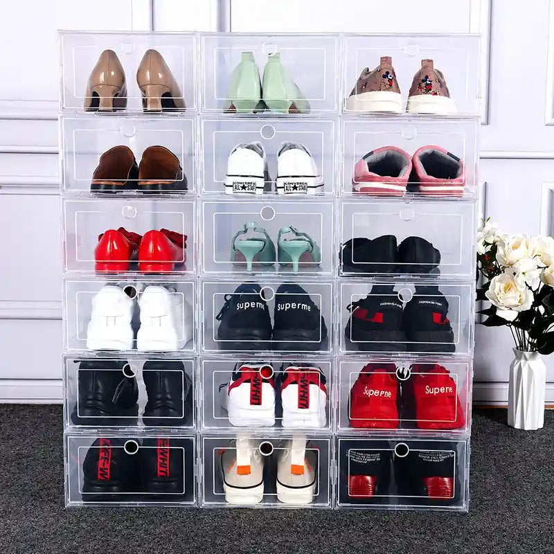 Transparent Stackable Shoe Rack Storage Box & Purse Racks