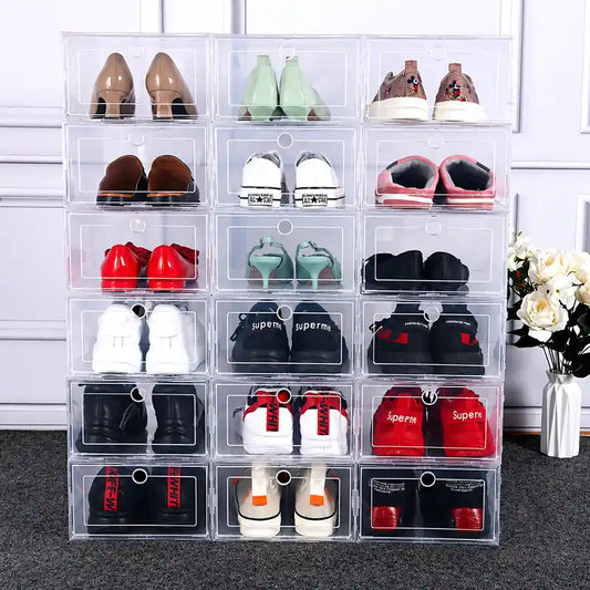 Transparent Stackable Shoe Rack Storage Box & Purse Racks