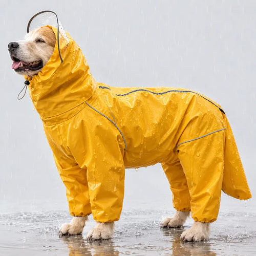 Dogs Waterproof Rain Jacket with Hood & Leg Coverage
