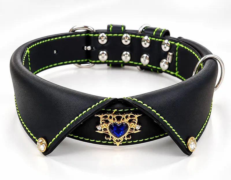 Genuine Leather Rhinestone Adjustable Pet Collar | Universal