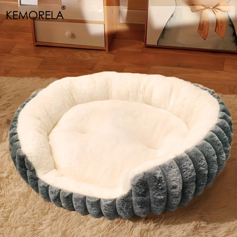 Jumbo Soft Warm Cat Bed - Plush Cozy Puppy Sofa with Backrest