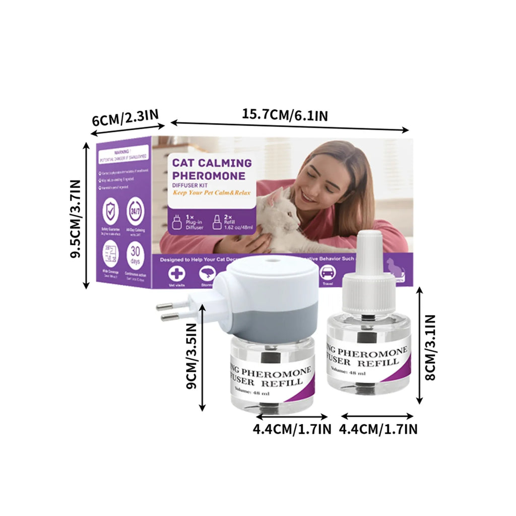 Pet Calming Diffuser with 2PCS Soothing Liquid 3 In1 Pet Pheromones Pet 48ml/Pc