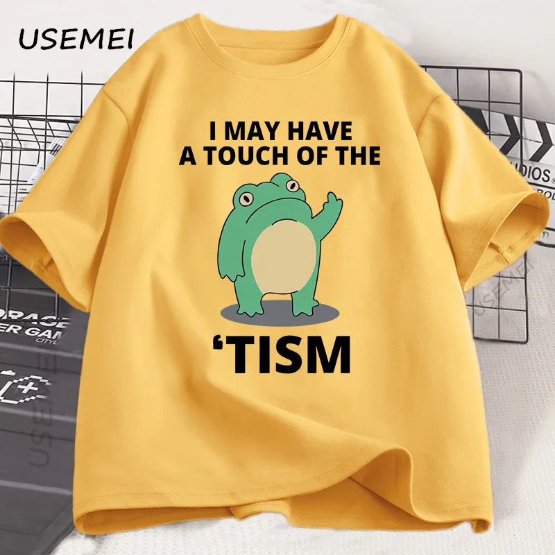 I May Have A Touch of The Tism Funny T Shirt Autism Retro T-Shirt Short Sleeve Tshirt Casual Men O-neck Cotton T Shirt Tee Tops
