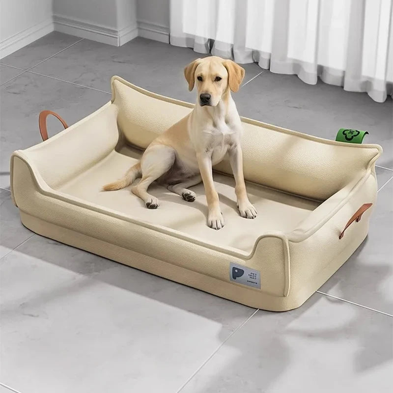 Orthopedic Leather Dog Bed Sofa – Detachable Rectangle Pet Bed