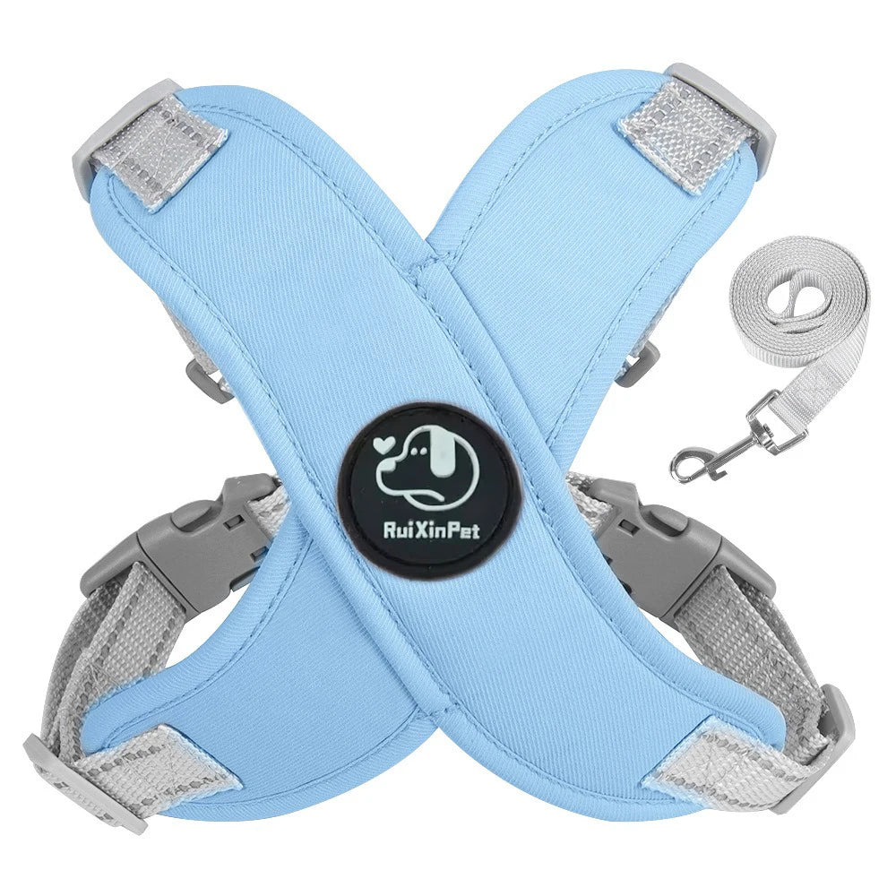 Pastel X-Shape Padded Dog Harness and Matching Leash Set