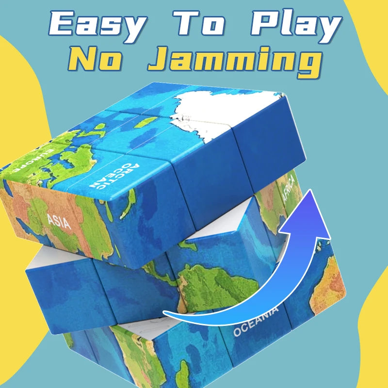 Maps 3x3 Speed Cube, UV Printing Element Cube Magic Cube Educational Puzzles Toys Christmas Thanksgiving Halloween Gifts