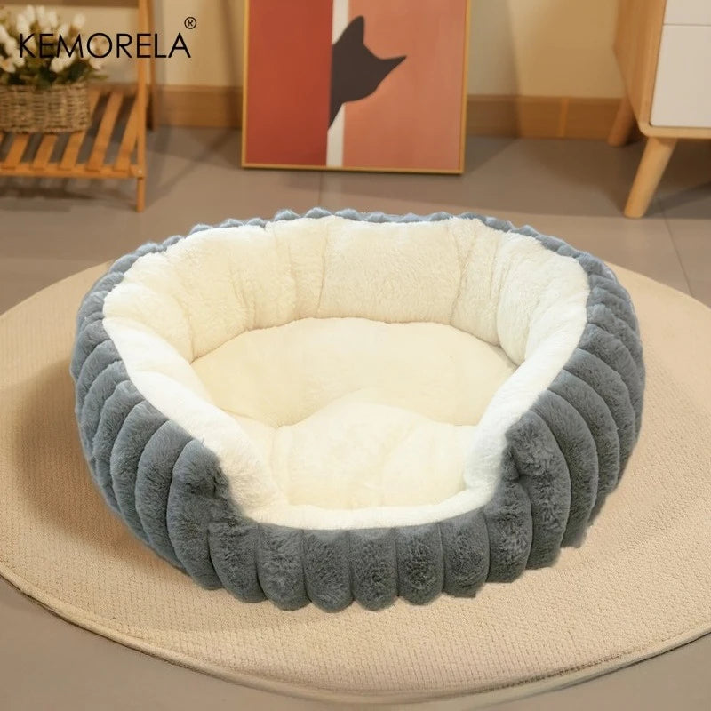 Jumbo Soft Warm Cat Bed - Plush Cozy Puppy Sofa with Backrest