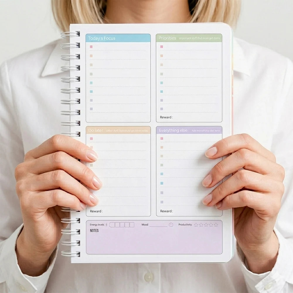 64 Sheets ADHD Daily Focus Planner A5 Notebook