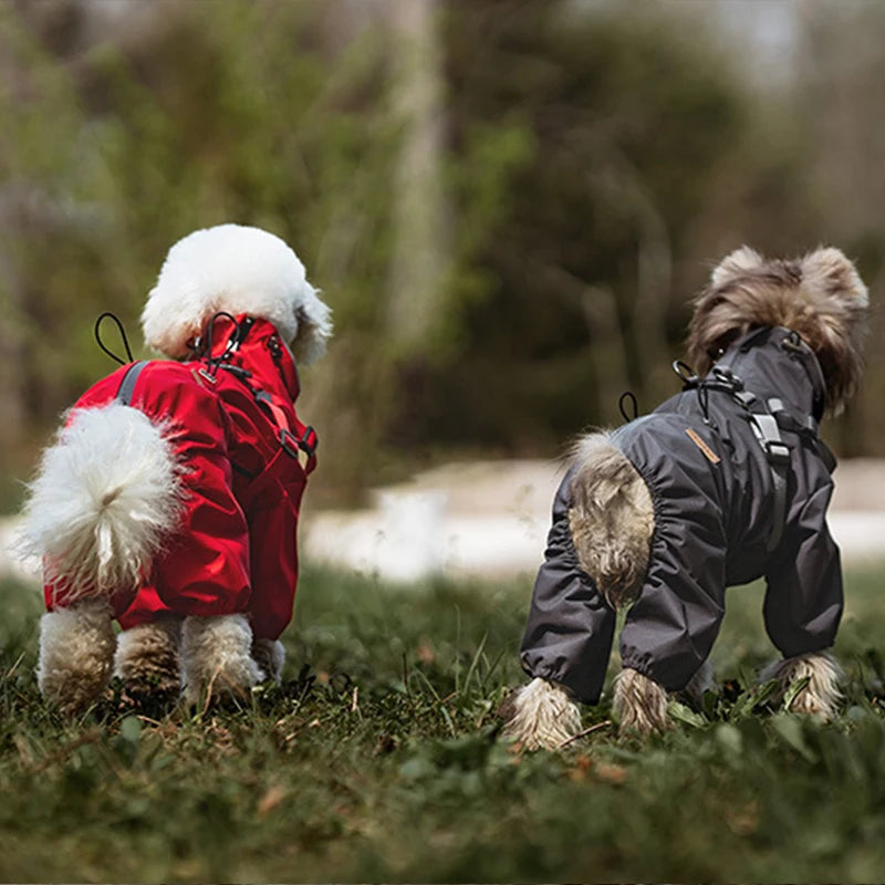 Dog Raincoat With Harness Adjustable Reflective Puppy Rain Coat EB22