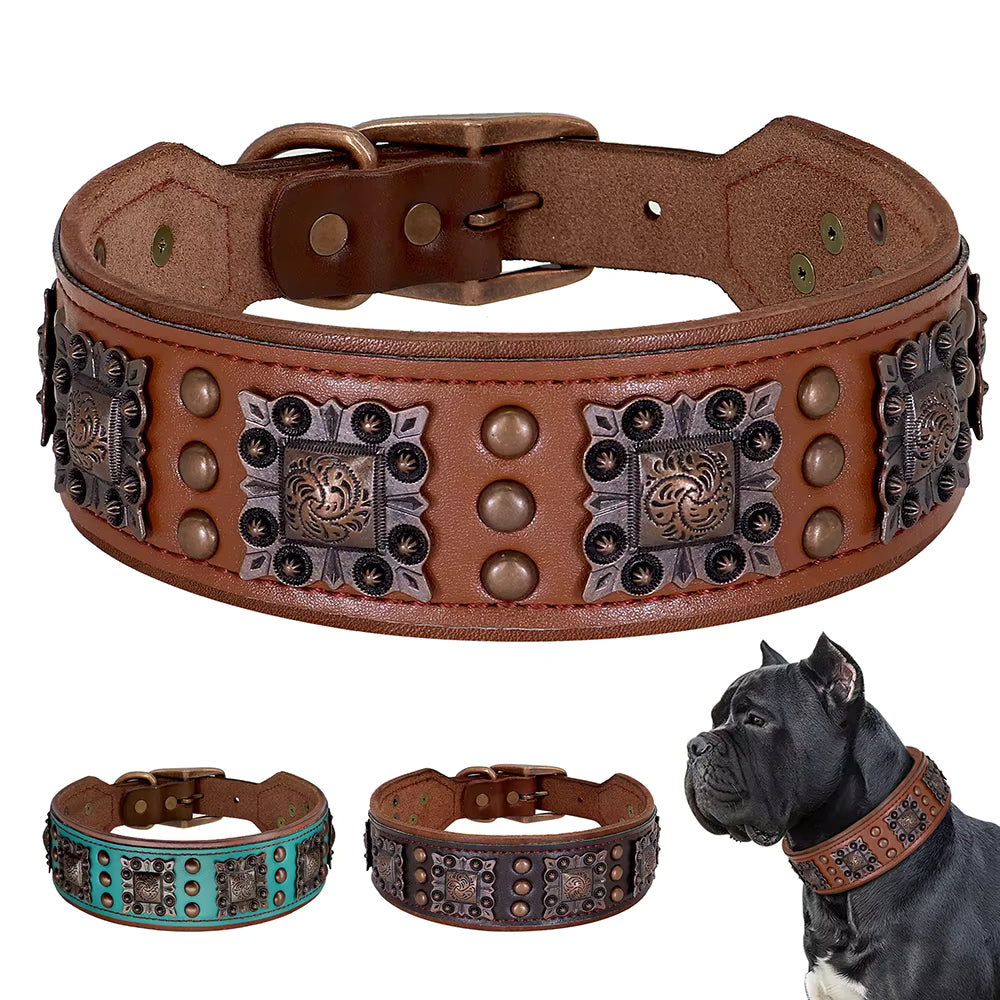 Spiked Dog Collar Genuine Leather