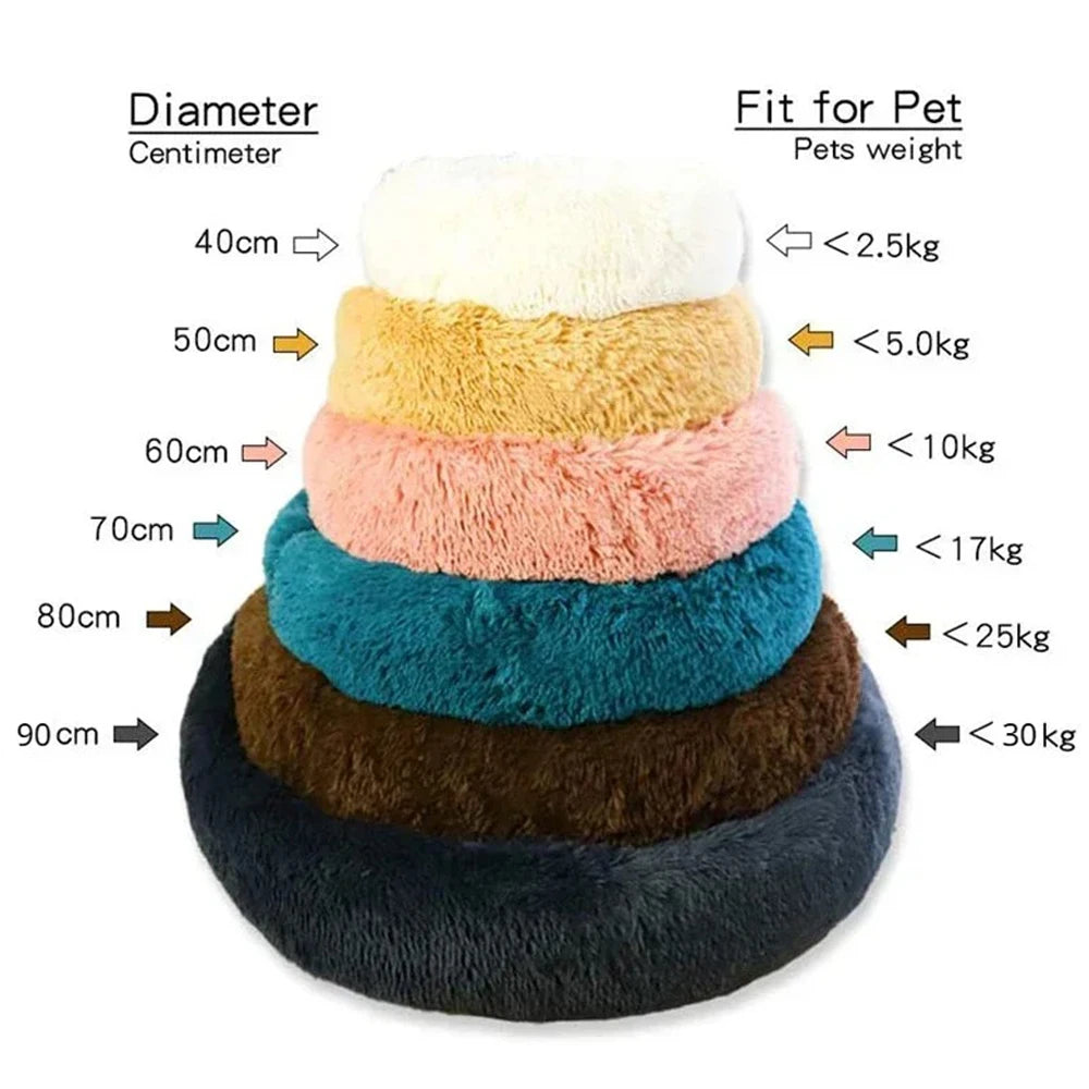 Cat Bed Long Plush Dog House Round Large Dog Bed for Medium Dog