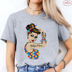 Autism Mom T-Shirt for Women Fashion Awareness