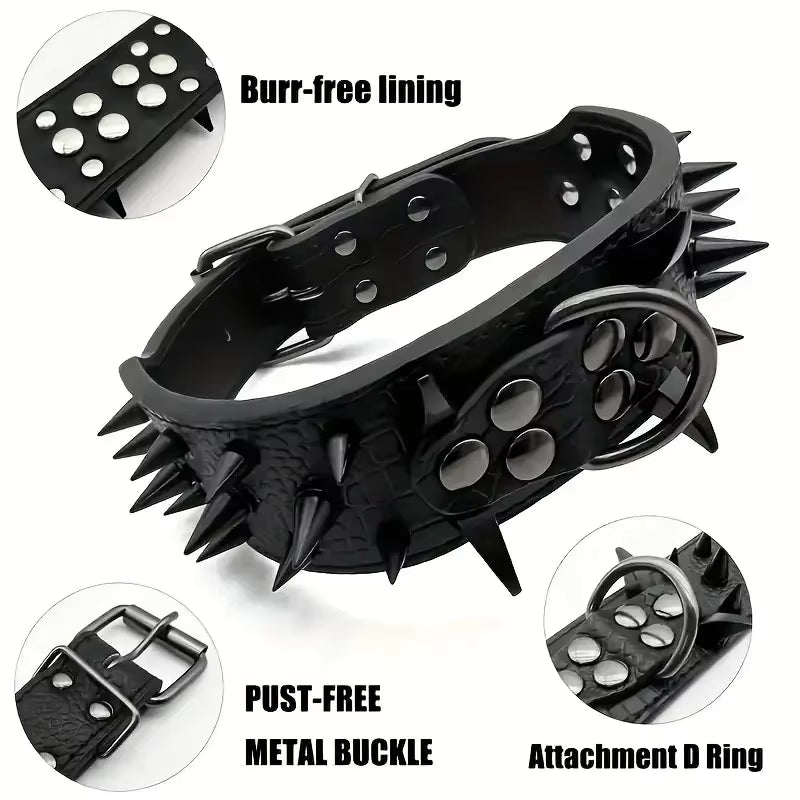 TitanStrike™ Gold Croc-Embossed Spiked Dog Collar | Pure Leather