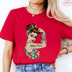 Autism Mom T-Shirt for Women Fashion Awareness