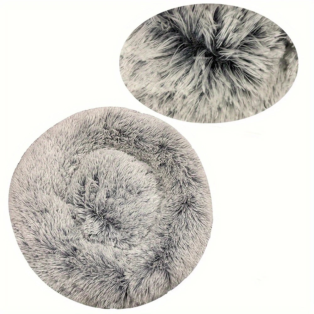Cat Bed Long Plush Dog House Round Large Dog Bed for Medium Dog