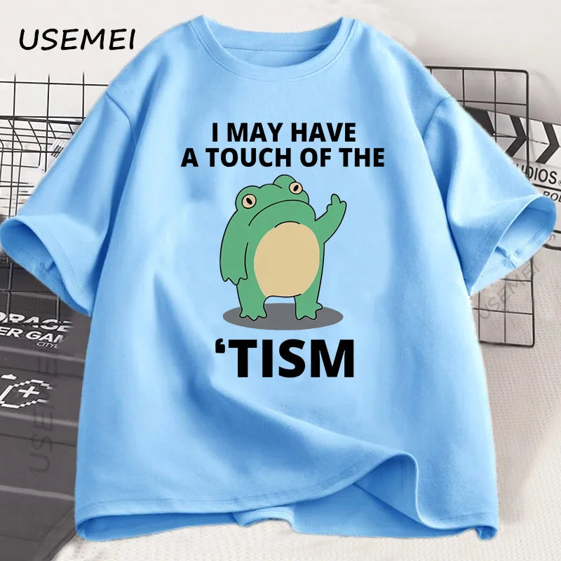 I May Have A Touch of The Tism Funny T Shirt Autism Retro T-Shirt Short Sleeve Tshirt Casual Men O-neck Cotton T Shirt Tee Tops