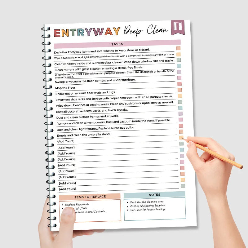 New ADHD Cleaning Family Daily Planner Cute Notebook
