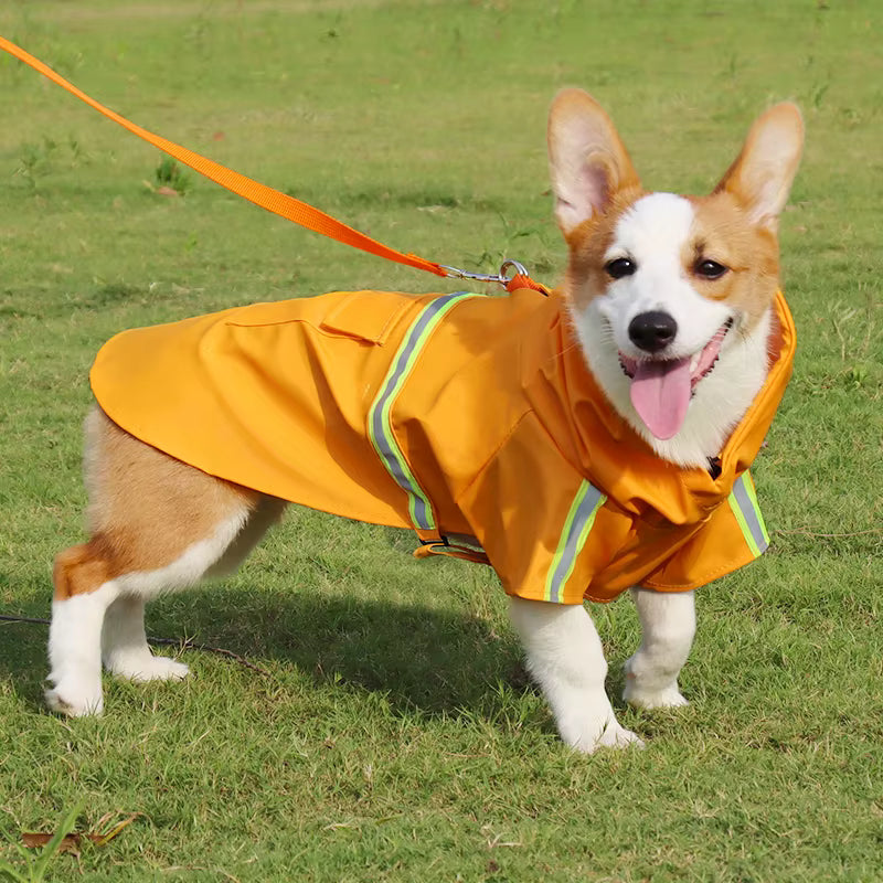 Easy Large Dog Raincoat Corgi Cloak Style