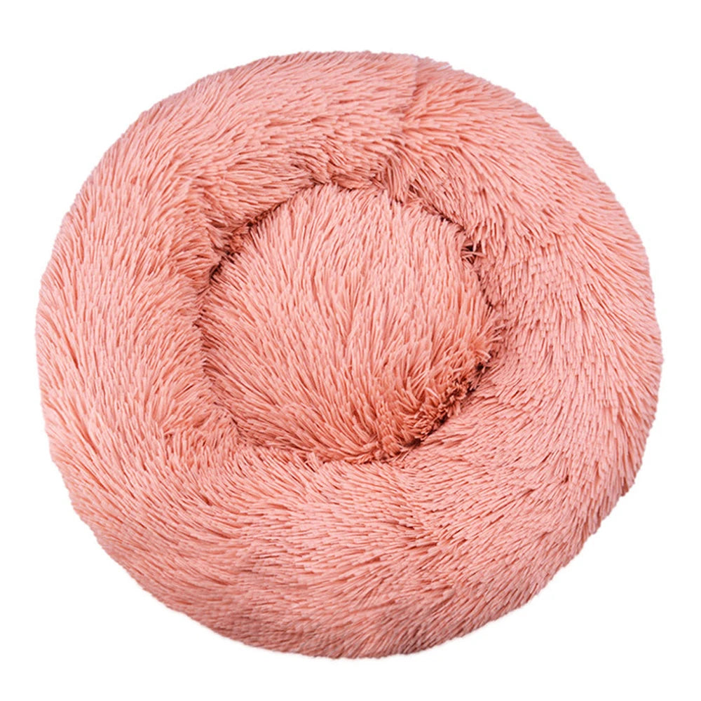 Cat Bed Long Plush Dog House Round Large Dog Bed for Medium Dog
