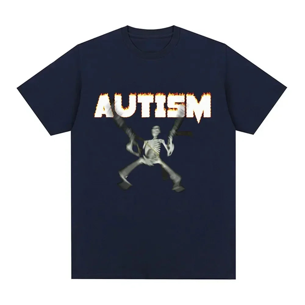 Autism Skeleton Meme T Shirt Humor Funny Skull Men Women Fashion Hip Hop