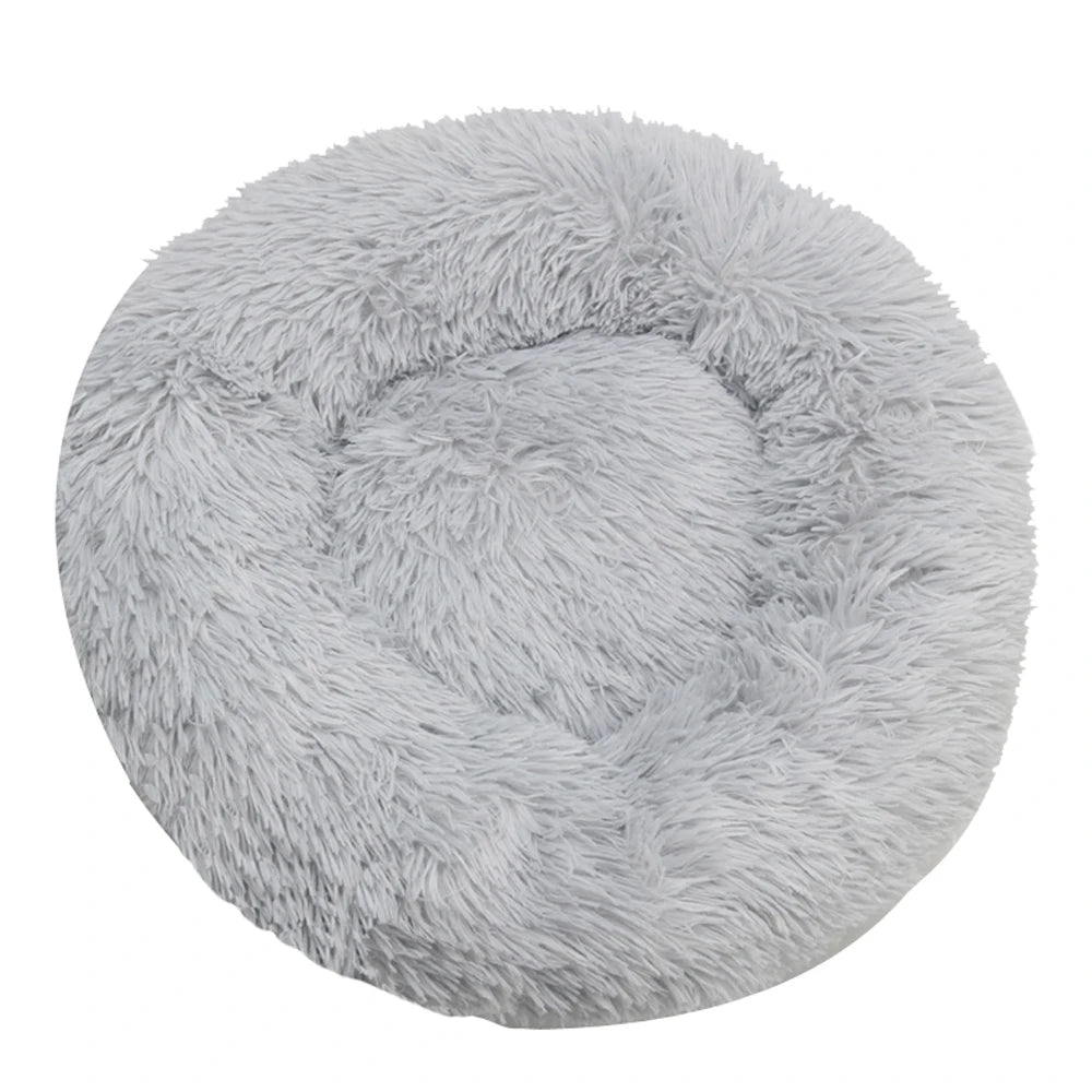 Cat Bed Long Plush Dog House Round Large Dog Bed for Medium Dog
