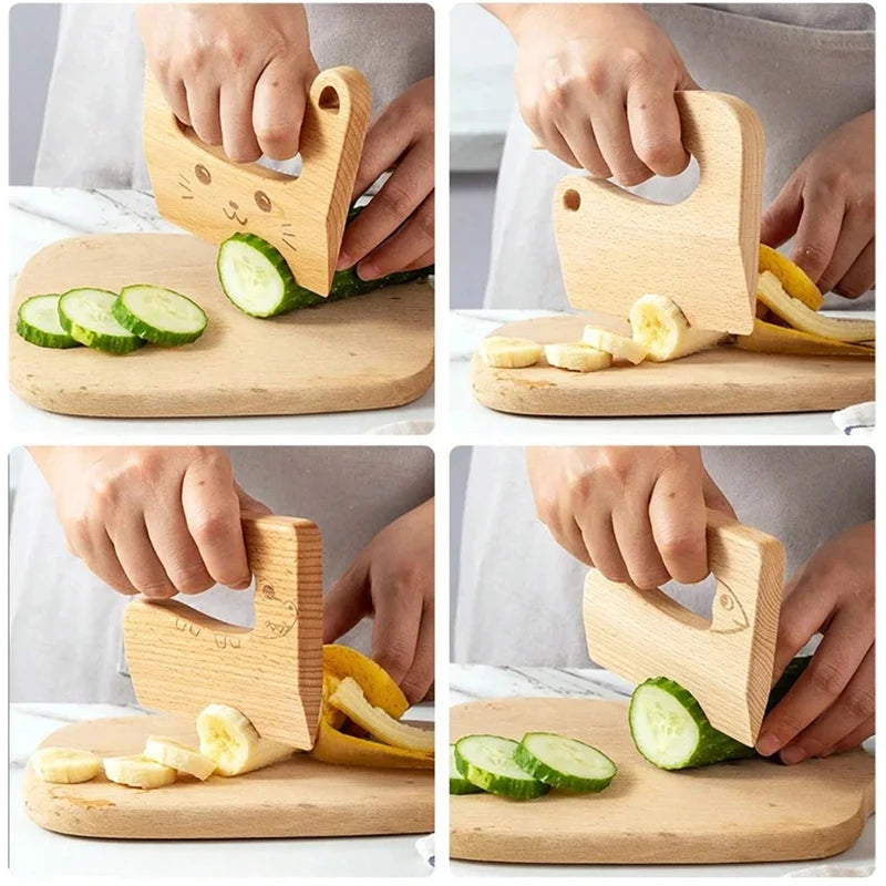 Wooden Kids Knife Cooking Toys Simulation Knives Cutting Fruit Vegetable Children Kitchen Pretend Play Toy Montessori Education