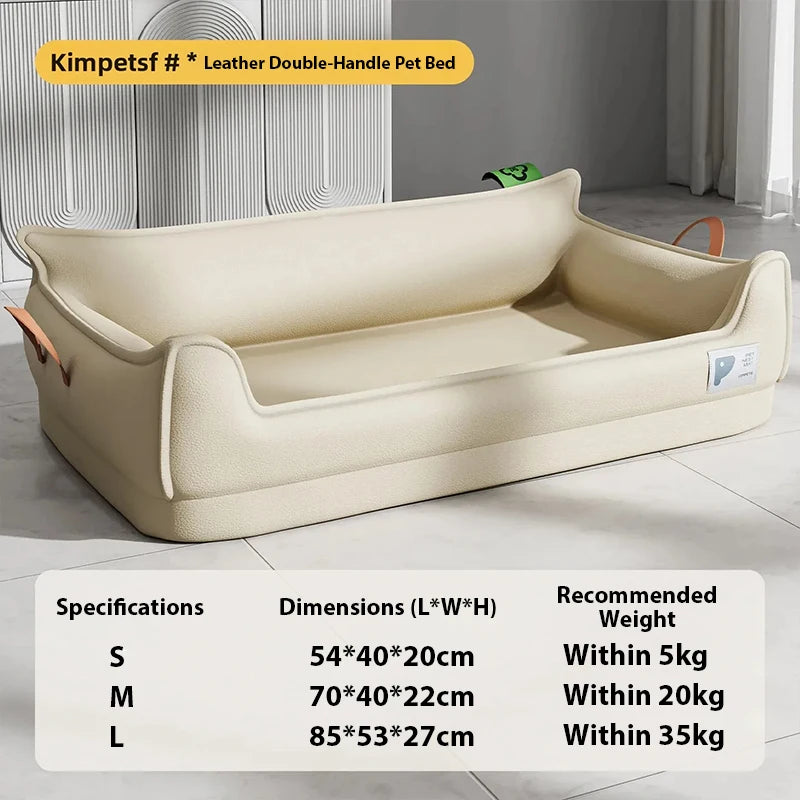 Orthopedic Leather Dog Bed Sofa – Detachable Rectangle Pet Bed
