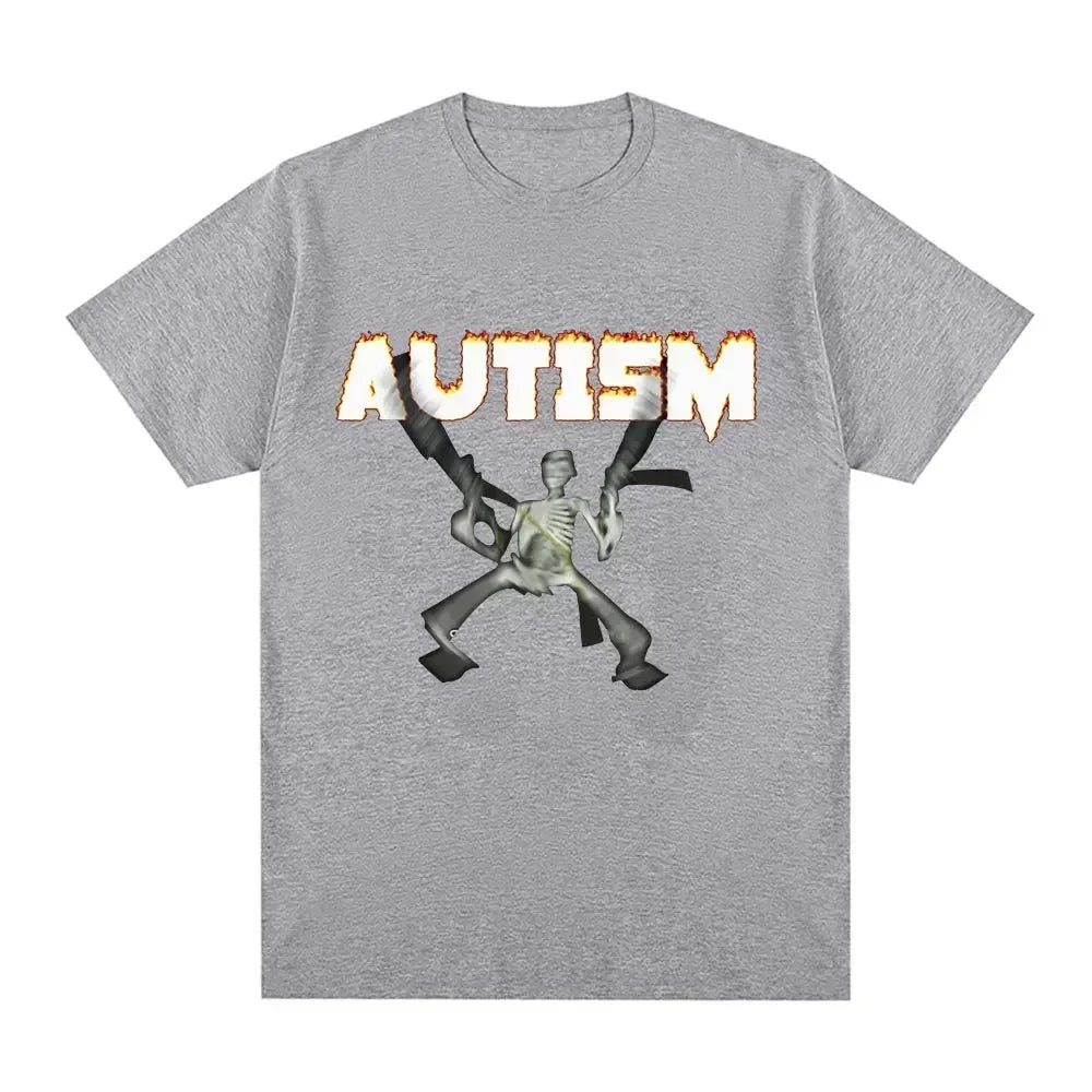 Autism Skeleton Meme T Shirt Humor Funny Skull Men Women Fashion Hip Hop