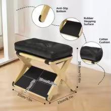 Under Desk Footrest Wooden Double Layer Non Slip Ergonomic Foot Rest for Office Home Apartment Bedroom Adjustable Foot Stool