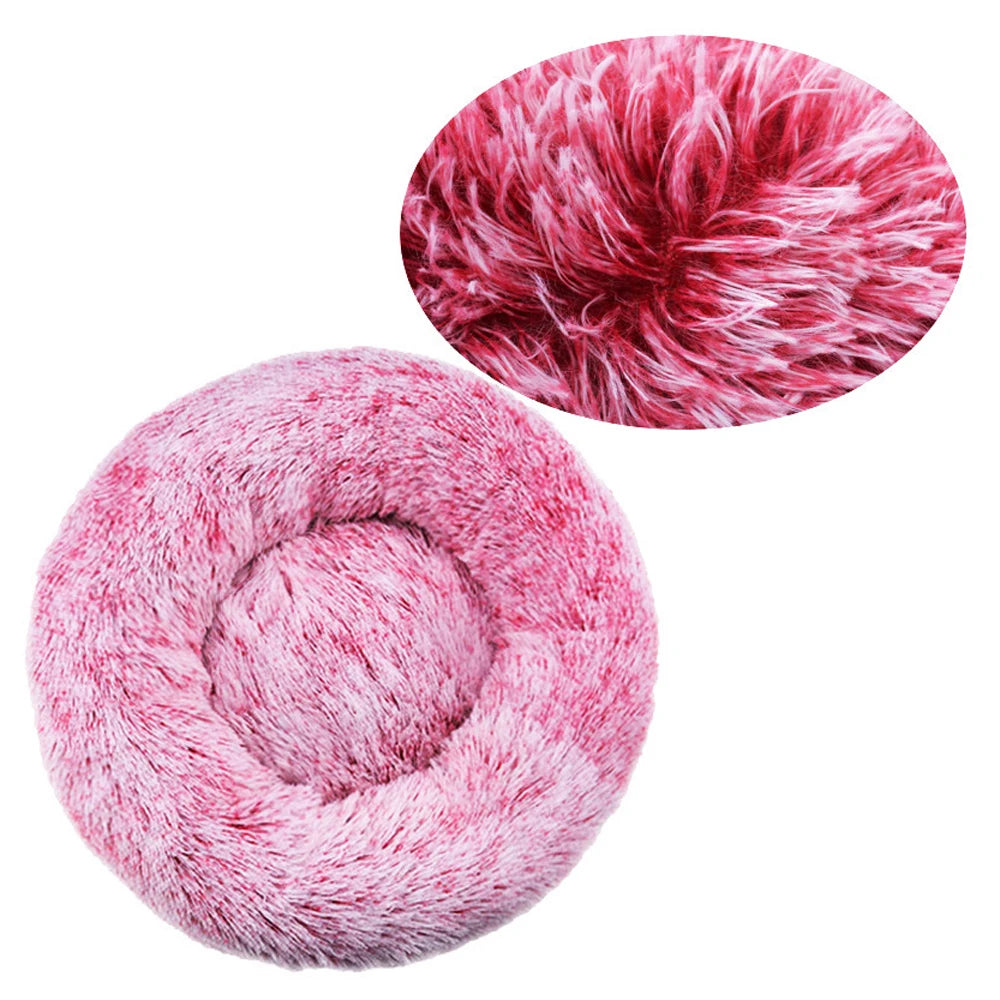 Cat Bed Long Plush Dog House Round Large Dog Bed for Medium Dog