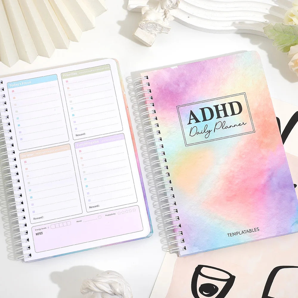 64 Sheets ADHD Daily Focus Planner A5 Notebook