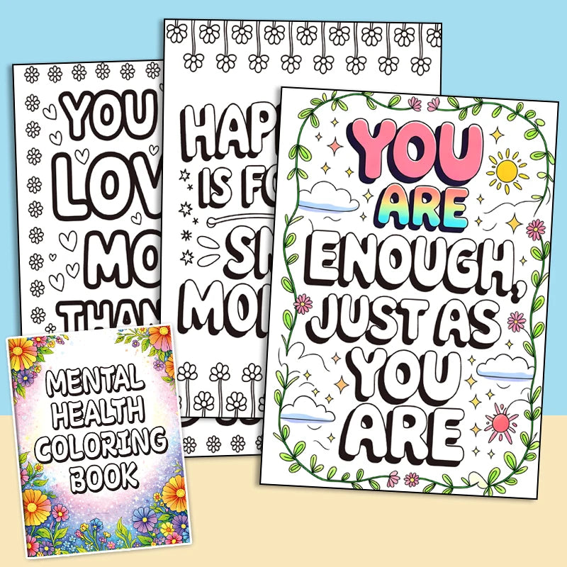 Mental Health-Themed Coloring Book for Adults, Healing Floral Patterns, Immersive Coloring to Relieve Anxiety, Creative Drawing Book for Adults to Relax and Decompress
