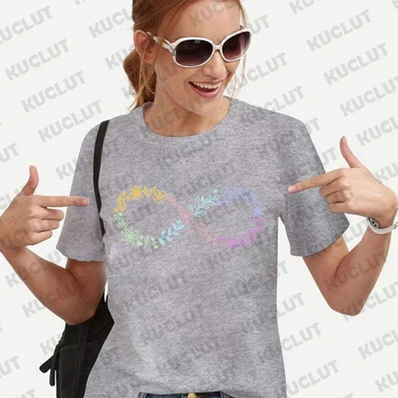 Autism Infinity Symbol Shirt for Woemn Autism Month Tshirts  Awareness Tee Shirts Femme Neurodiversity Tee Autism Women Clothing