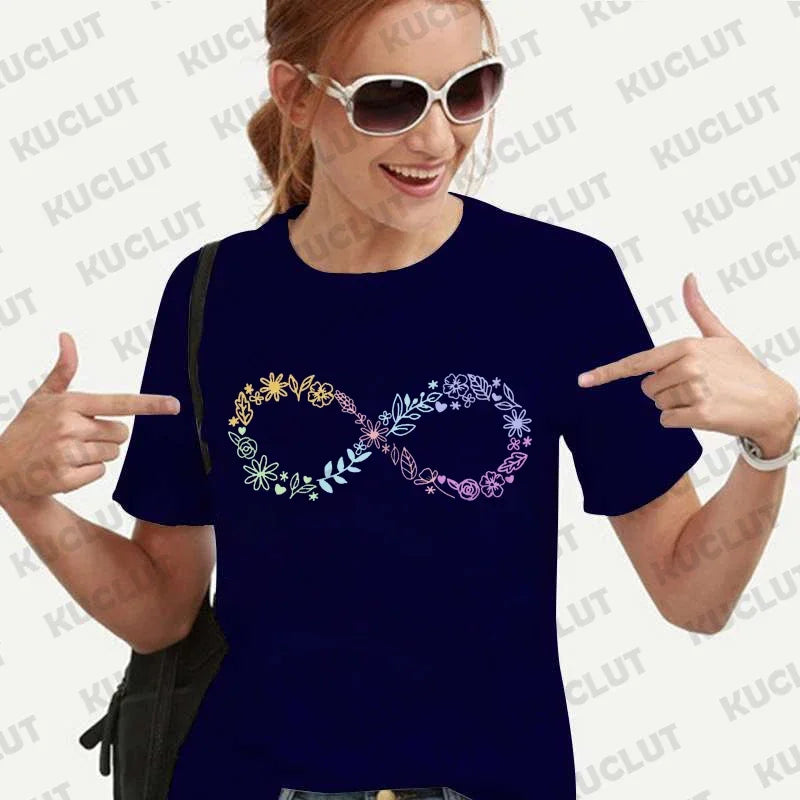 Autism Infinity Symbol Shirt for Woemn Autism Month Tshirts  Awareness Tee Shirts Femme Neurodiversity Tee Autism Women Clothing