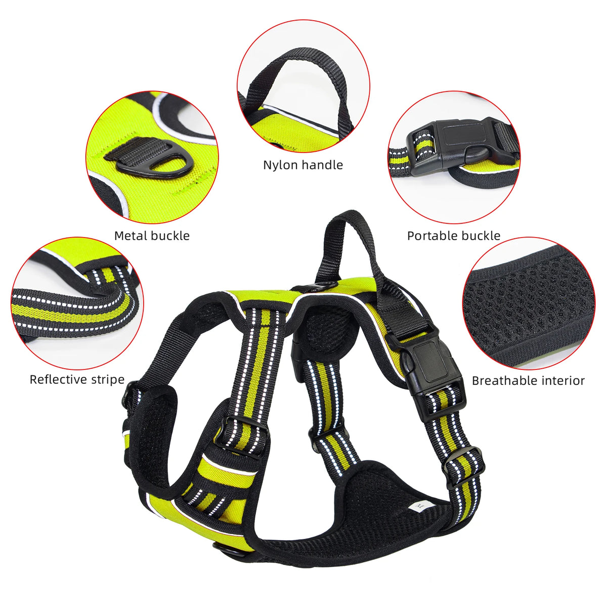 Dog Harness With Handle  Adjustable Pet Vest Outdoor Walking