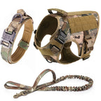 Tactical Military Dog Harness Set with Collar, Bungee Leash & MOLLE Pouches