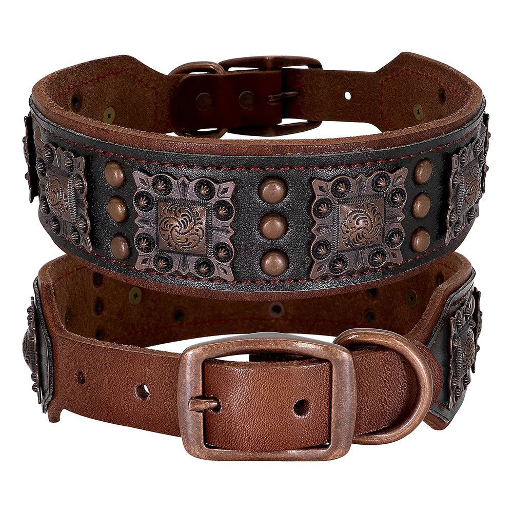 Spiked Dog Collar Genuine Leather