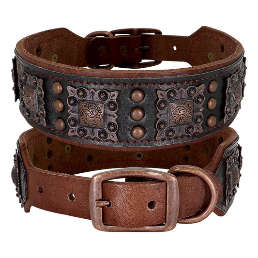 Spiked Dog Collar Genuine Leather