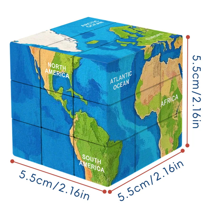 Maps 3x3 Speed Cube, UV Printing Element Cube Magic Cube Educational Puzzles Toys Christmas Thanksgiving Halloween Gifts