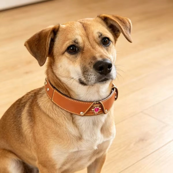 Genuine Leather Rhinestone Adjustable Pet Collar | Universal