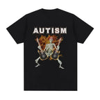 Autism Skeleton Meme T Shirt Humor Funny Skull Men Women Fashion Hip Hop
