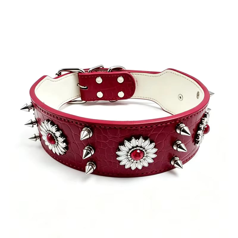 Spiked Dog Collar Genuine Leather  | Croc Leather EB65