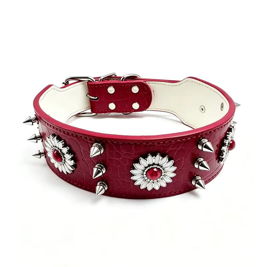 Spiked Dog Collar Genuine Leather  | Croc Leather EB65