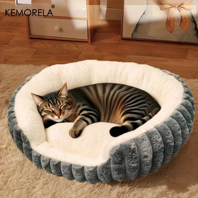 Jumbo Soft Warm Cat Bed - Plush Cozy Puppy Sofa with Backrest