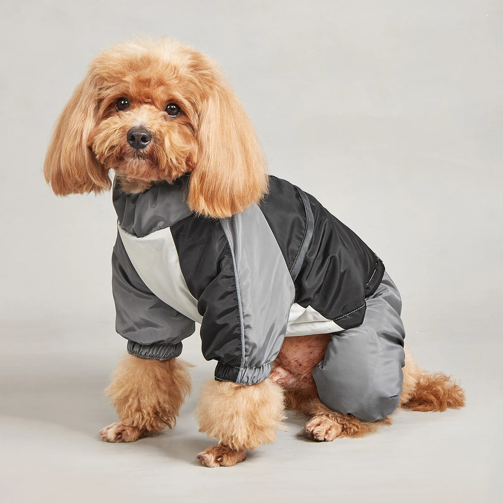 Retro Colorblock Full-Body Dog Winter Suit | Waterproof EB901
