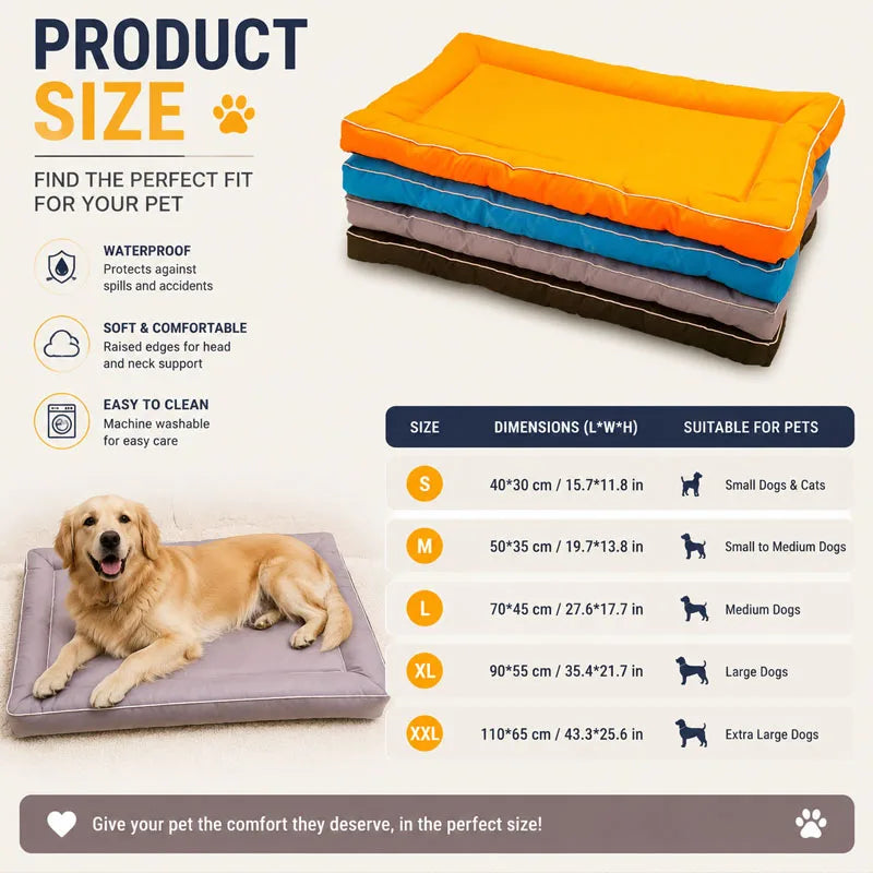 Waterproof Dog Bed Oxford Pet Cushion for All Seasons