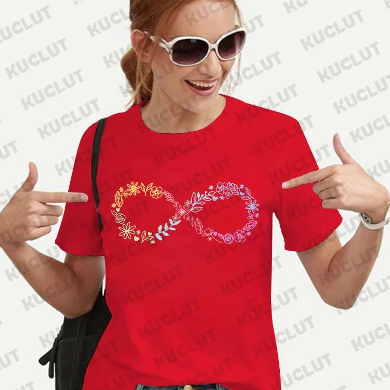 Autism Infinity Symbol Shirt for Woemn Autism Month Tshirts  Awareness Tee Shirts Femme Neurodiversity Tee Autism Women Clothing