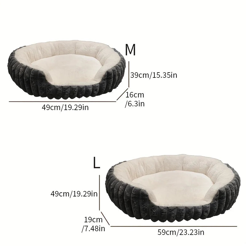 Jumbo Soft Warm Cat Bed - Plush Cozy Puppy Sofa with Backrest