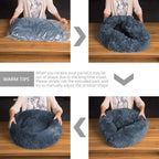 Cat Bed Long Plush Dog House Round Large Dog Bed for Medium Dog