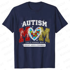Autism Awareness Neurodiversity T-shirts for Women Autism Mom Like Normal Mom Except Much Stronger Tshirts Autism Mama Gift